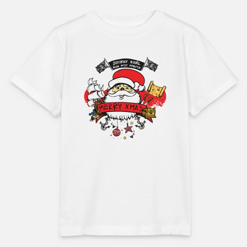 NOEL MERRY XMAS MON PTIT PIRATE - T-shirt bio MINI CREATOR Stanley/Stella Enfant - blanc