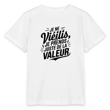 Je ne vieillis pas je prends de la valeur - T-shirt bio MINI CREATOR Stanley/Stella Enfant - blanc - Devant - Maike (125cm)