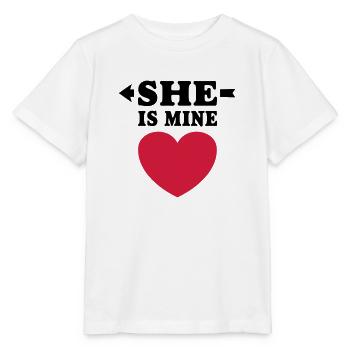 She's mine. Je t'aime j'aime toi - T-shirt bio MINI CREATOR Stanley/Stella Enfant - blanc - Devant - Maike (125cm)