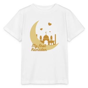 Mon premier Ramadan/ 1er Aïd/Musulman/Islam/Allah - T-shirt bio MINI CREATOR Stanley/Stella Enfant - blanc - Devant - Maike (125cm)