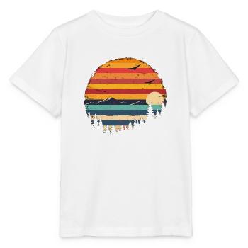 Sunset Forest Mountain Outdoor Retro 80s Vintage 3 - Stanley/Stella Kinder T-Shirt MINI CREATOR  - Weiß - Vorne - Maike (125cm)