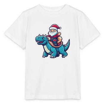Dinosaurier stegosaurus Weihnachtsmann - Stanley/Stella Kinder T-Shirt MINI CREATOR  - Weiß - Vorne - Maike (125cm)