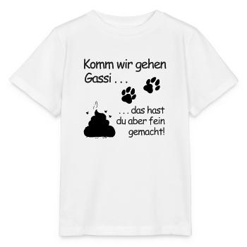 Komm wir gehen Gassi: Belohnung in Pfotenform - Stanley/Stella Kinder T-Shirt MINI CREATOR  - Weiß - Vorne - Maike (125cm)