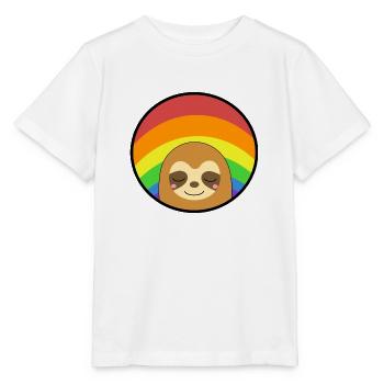 Regenbogenfahne Faultier schläft - Stanley/Stella Kinder T-Shirt MINI CREATOR  - Weiß - Vorne - Maike (125cm)