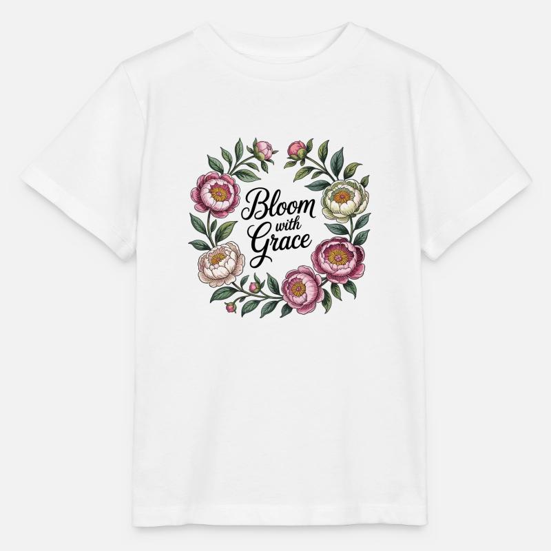 Bloom with Grace – Pfingstrosenkranz - Stanley/Stella Kinder T-Shirt MINI CREATOR  - Weiß