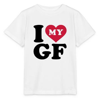 I love my girlfriend - Stanley/Stella MINI CREATOR Kids’ T-Shirt - white - Front - Maike (125cm)