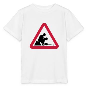 Warning: Lazy Worker - Stanley/Stella MINI CREATOR Kids’ T-Shirt - white - Front - Maike (125cm)