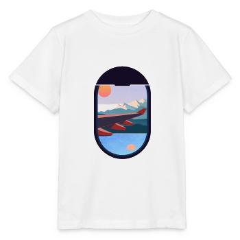 Travel Airplane Windows Paysage Nature - T-shirt bio MINI CREATOR Stanley/Stella Enfant - blanc - Devant - Maike (125cm)