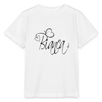 Bianca Name Vorname Mädchen Kalligrafie Dekor - Stanley/Stella Kinder T-Shirt MINI CREATOR  - Weiß - Vorne - Maike (125cm)