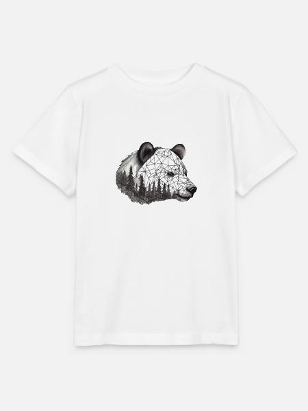 Monochromer geometrischer Bär & Bäume - Stanley/Stella Kinder T-Shirt MINI CREATOR - Weiß