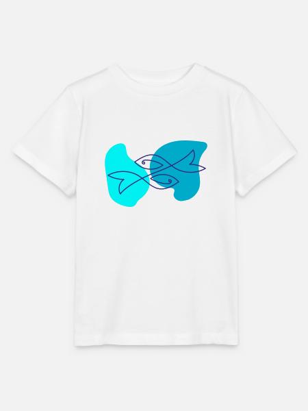 Fish One Line Drawing - Stanley/Stella Kinder T-Shirt MINI CREATOR  - Weiß