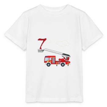 Camion de pompiers - 7e anniversaire - T-shirt bio MINI CREATOR Stanley/Stella Enfant - blanc - Devant - Maike (125cm)