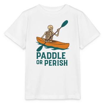 Paddel dich ins Jenseits – Skelett im Kajak - Stanley/Stella Kinder T-Shirt MINI CREATOR  - Weiß - Vorne - Maike (125cm)