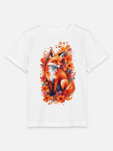 Fuchs Blumen Fuchsliebhaber Geschenk Waldtier - Stanley/Stella Kinder T-Shirt MINI CREATOR - Weiß