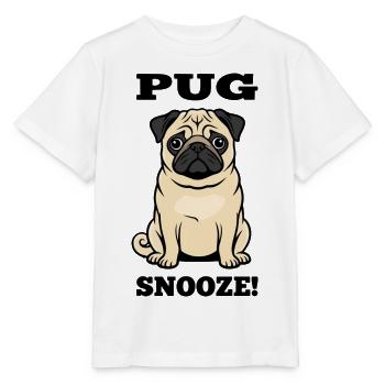 Pug Dog Mops Snooze Hundebegleiter - Stanley/Stella Kinder T-Shirt MINI CREATOR  - Weiß - Vorne - Maike (125cm)