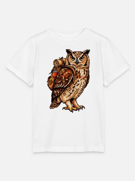Eule mit Rucksack - Stanley/Stella Kinder T-Shirt MINI CREATOR  - Weiß