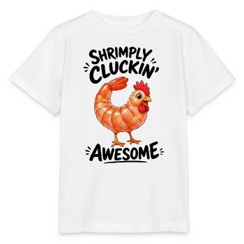 Henne mit Shrimps Lustiges Cartoon Motiv - Stanley/Stella Kinder T-Shirt MINI CREATOR  - Weiß - Vorne - Maike (125cm)