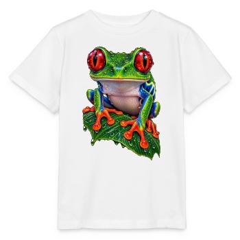 Rotäugiger Laubfrosch auf Blatt - Stanley/Stella Kinder T-Shirt MINI CREATOR  - Weiß - Vorne - Maike (125cm)