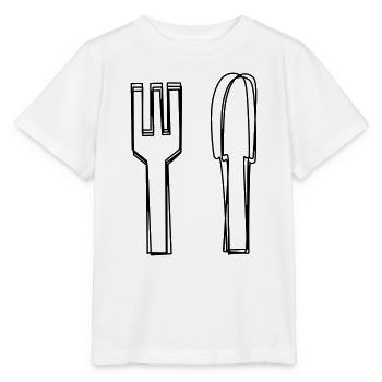 Besteck handgezeichnet - Stanley/Stella Kinder T-Shirt MINI CREATOR  - Weiß - Vorne - Maike (125cm)