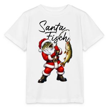 Santa Fisch Weihnachtsmann mit Fischkopf angeln - Stanley/Stella Kinder T-Shirt MINI CREATOR  - Weiß - Vorne - Maike (125cm)