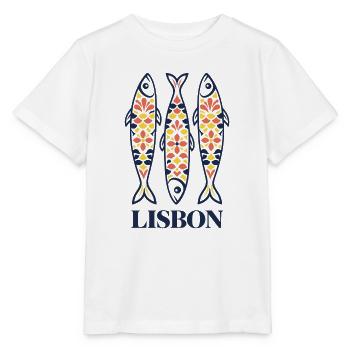 Lissabon, Portugal Sardinen, bunte Volkskunst - Stanley/Stella Kinder T-Shirt MINI CREATOR  - Weiß - Vorne - Maike (125cm)
