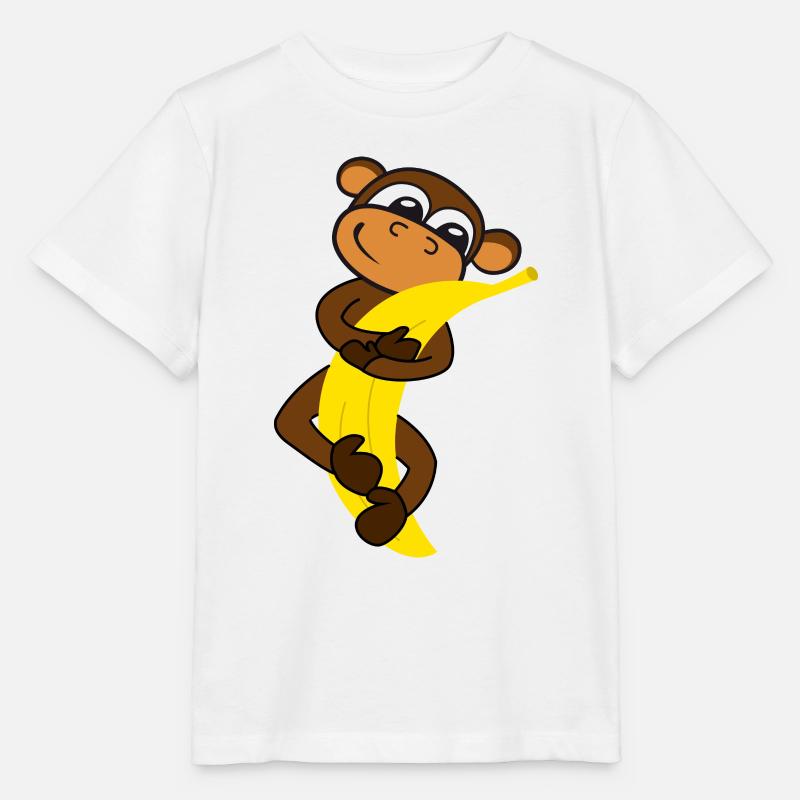 Monkey with banana - Stanley/Stella MINI CREATOR Kids’ T-Shirt - white