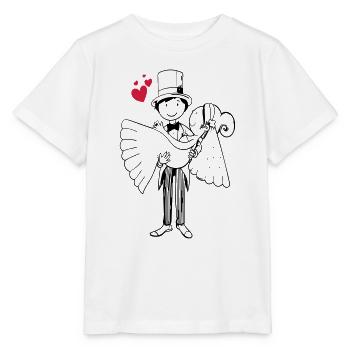 Dessin animé mariée coeur marié mariée marié mariage mariage - T-shirt bio MINI CREATOR Stanley/Stella Enfant - blanc - Devant - Maike (125cm)