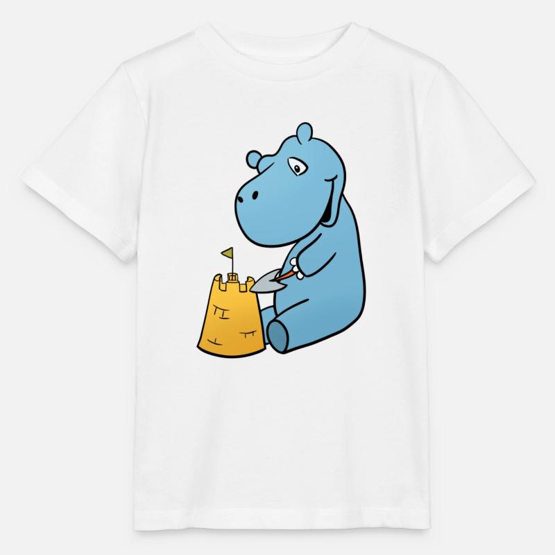 Château de sable d’hippopotame - T-shirt bio MINI CREATOR Stanley/Stella Enfant - blanc