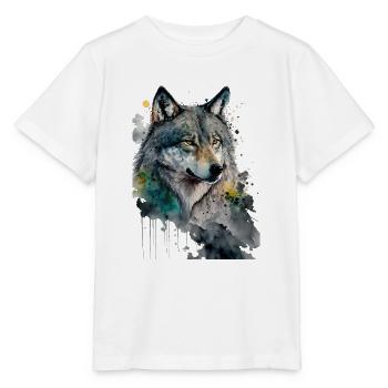 Wolf Aquarelles Art Peinture Aquarelle - T-shirt bio MINI CREATOR Stanley/Stella Enfant - blanc - Devant - Maike (125cm)