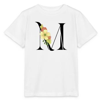 Eleganter Buchstabe 'M' mit Blumen - Stanley/Stella Kinder T-Shirt MINI CREATOR  - Weiß - Vorne - Maike (125cm)