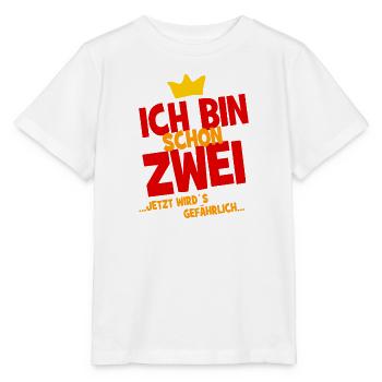 Ich bin schon zwei ... jetzt wird es gefährlich... - Stanley/Stella Kinder T-Shirt MINI CREATOR  - Weiß - Vorne - Maike (125cm)