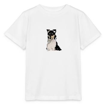 Shorthair Collie tricolor comic - Stanley/Stella MINI CREATOR Kids’ T-Shirt - white - Front - Maike (125cm)