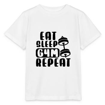 ESSEN SCHLAFGYMNASTIK WIEDERHOLEN - Stanley/Stella Kinder T-Shirt MINI CREATOR  - Weiß - Vorne - Maike (125cm)