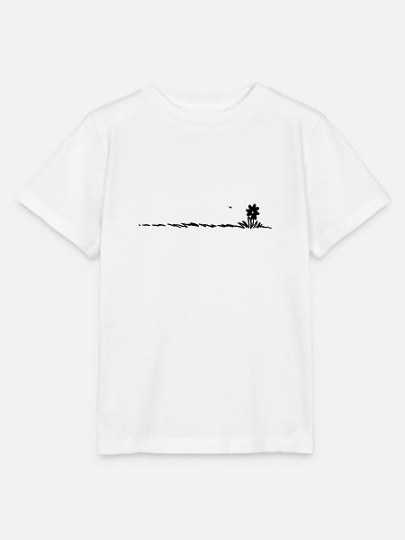Cartoon flower in the grass with insect - Stanley/Stella MINI CREATOR Kids’ T-Shirt - white