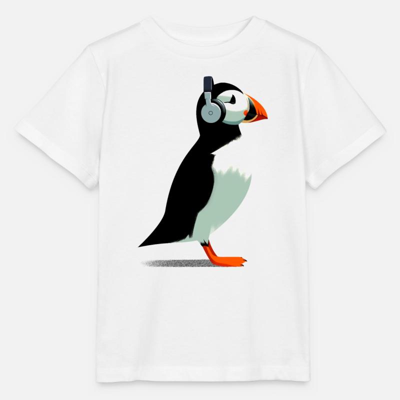 Papageitaucher mit Kopfhörern - Stanley/Stella Kinder T-Shirt MINI CREATOR  - Weiß