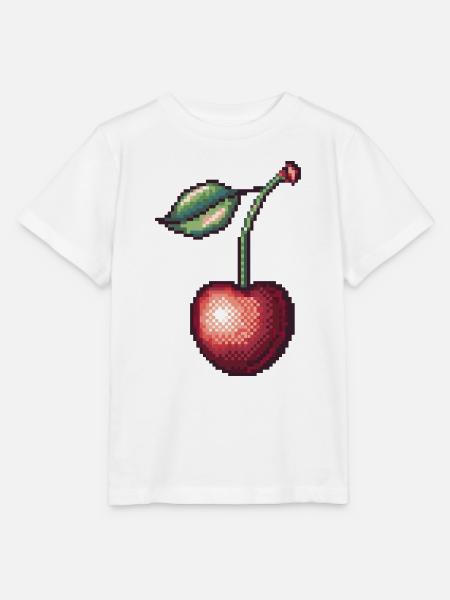 Retro Pixel Kirsche - Stanley/Stella Kinder T-Shirt MINI CREATOR  - Weiß