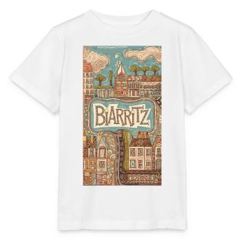 Biarritz Seaside Retro Illustration France City - Stanley/Stella MINI CREATOR Kids’ T-Shirt - white - Front - Maike (125cm)