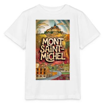 Mont Saint-Michel Psychedelic Skyline France City - Stanley/Stella MINI CREATOR Kids’ T-Shirt - white - Front - Maike (125cm)