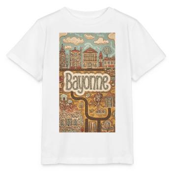 Bayonne Whimsical Townscape France - Stanley/Stella MINI CREATOR Kids’ T-Shirt - white - Front - Maike (125cm)