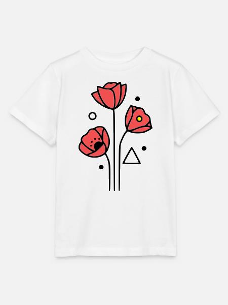 mohnblume-mohnblumen-minimalistisch-line-art-4 - Stanley/Stella Kinder T-Shirt MINI CREATOR  - Weiß