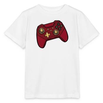 Manette de jeu rouge Rétro Pop - T-shirt bio MINI CREATOR Stanley/Stella Enfant - blanc - Devant - Maike (125cm)