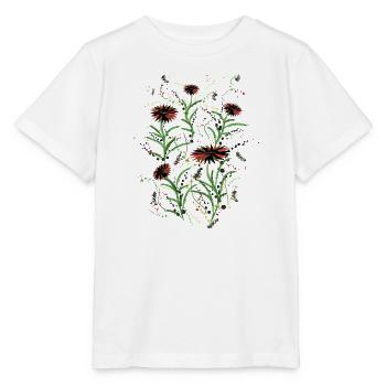 Abstrakte Wildblumen Grunge Illustration - Stanley/Stella Kinder T-Shirt MINI CREATOR  - Weiß - Vorne - Maike (125cm)