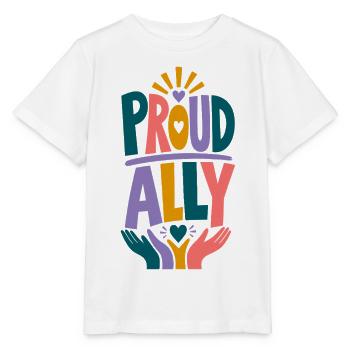 Proud Ally LGBTQ Rainbow Pride Fan CSD Outfit - Stanley/Stella MINI CREATOR Kids’ T-Shirt - white - Front - Maike (125cm)