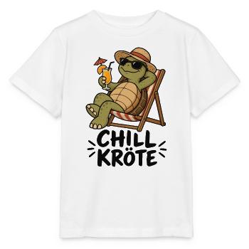Chill-Kröte – Schildkröte im Liegestuhl - Stanley/Stella Kinder T-Shirt MINI CREATOR  - Weiß - Vorne - Maike (125cm)