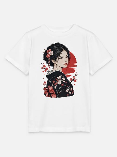 Kirschblüten Kimono Porträt - Stanley/Stella Kinder T-Shirt MINI CREATOR - Weiß