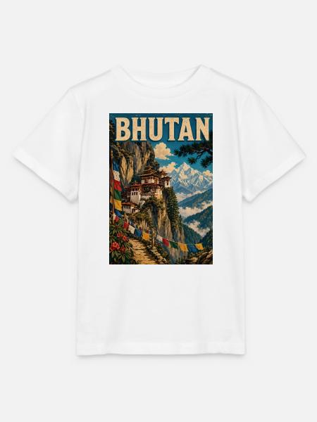 Entdecken Sie die Berglandschaften Bhutans - Stanley/Stella Kinder T-Shirt MINI CREATOR  - Weiß