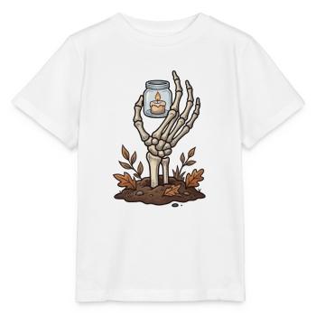 Skeletthand mit brennendem Licht - Stanley/Stella Kinder T-Shirt MINI CREATOR  - Weiß - Vorne - Maike (125cm)