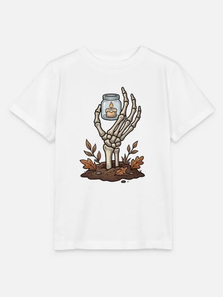 Skeletthand mit brennendem Licht - Stanley/Stella Kinder T-Shirt MINI CREATOR - Weiß