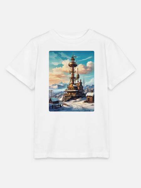 Steampunk Winterlandschaft mit Funkturm 1.16 - Stanley/Stella Kinder T-Shirt MINI CREATOR - Weiß