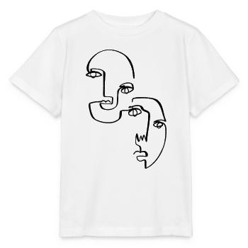 Visages abstraits, Lineart - T-shirt bio MINI CREATOR Stanley/Stella Enfant - blanc - Devant - Maike (125cm)